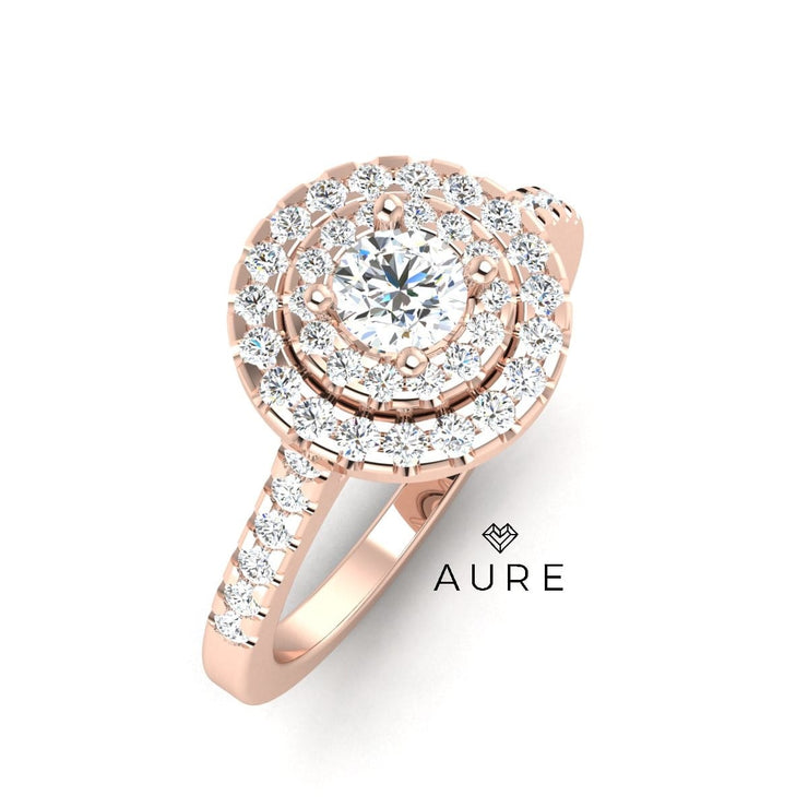 Bague Auréolée double Aura de marque AURE en Diamant conçue et créée au Maroc