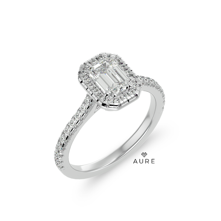 Bague Auréolée centre fantaisie Sarah de marque AURE en Diamant conçue et créée au Maroc