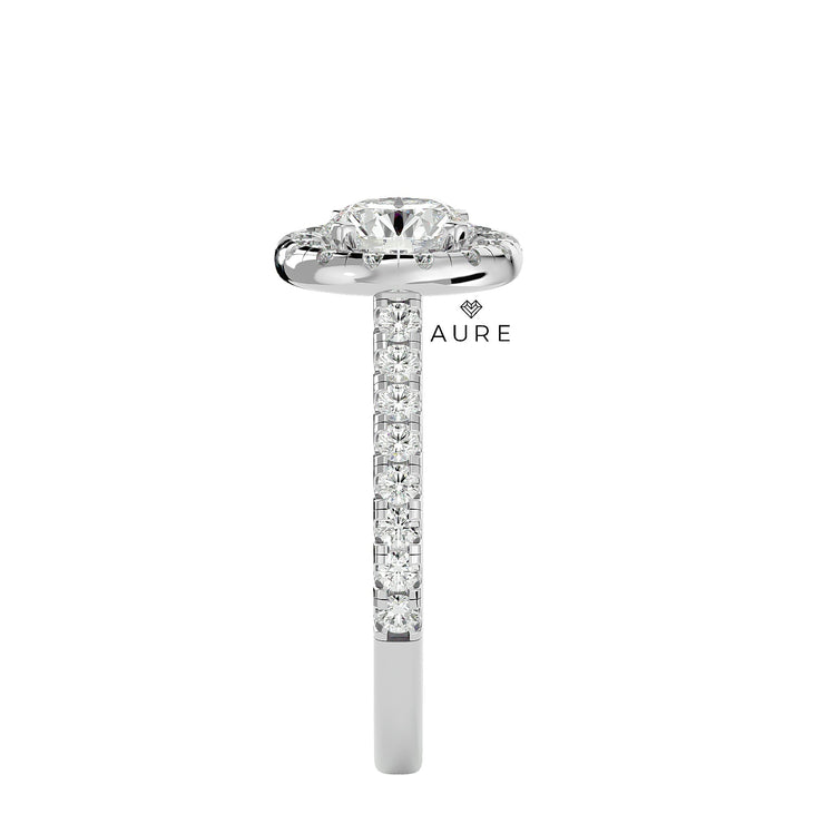 Bague Auréolée centre rond Alia de marque AURE en Diamant conçue et créée au Maroc