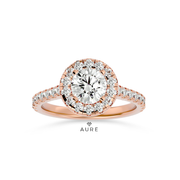 Bague Auréolée centre rond Alia de marque AURE en Diamant conçue et créée au Maroc