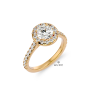 Bague Auréolée centre rond Alia de marque AURE en Diamant conçue et créée au Maroc