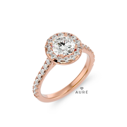 Bague Auréolée centre rond Alia de marque AURE en Diamant conçue et créée au Maroc