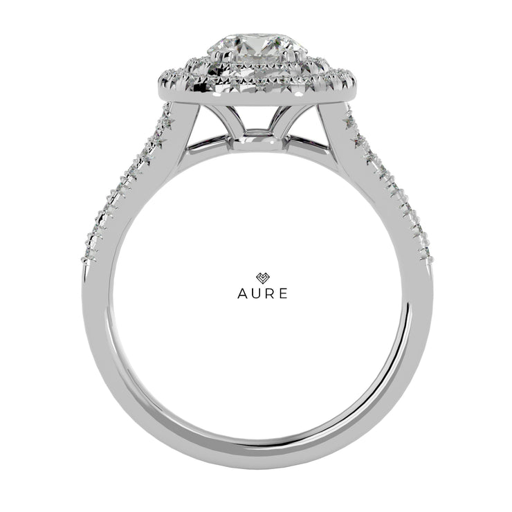Bague Auréolée double Elle de marque AURE en Diamant conçue et créée au Maroc