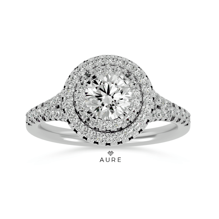 Bague Auréolée double Elle de marque AURE en Diamant conçue et créée au Maroc