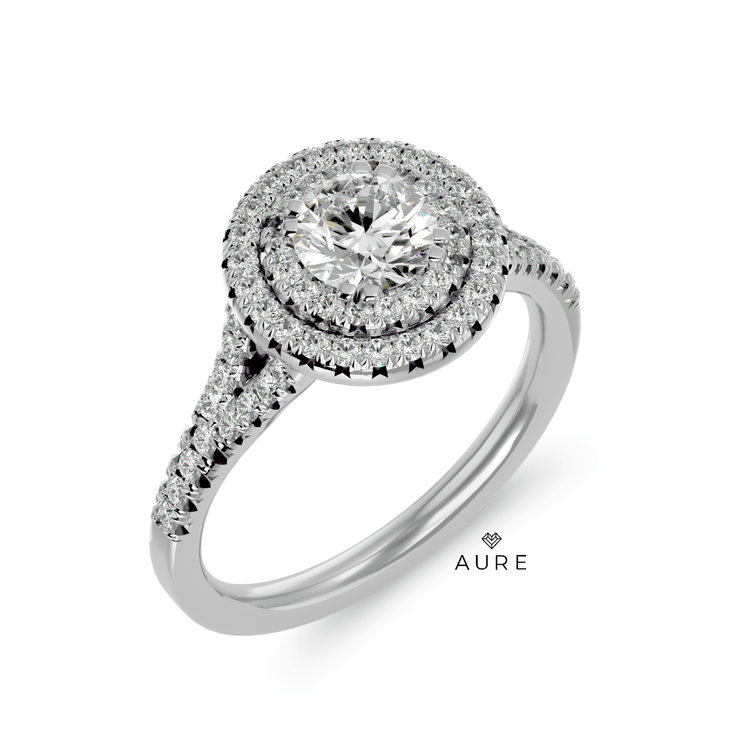 Bague Auréolée double Elle de marque AURE en Diamant conçue et créée au Maroc