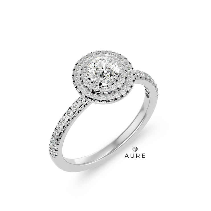 Bague Auréolée double Lila de marque AURE en Diamant conçue et créée au Maroc