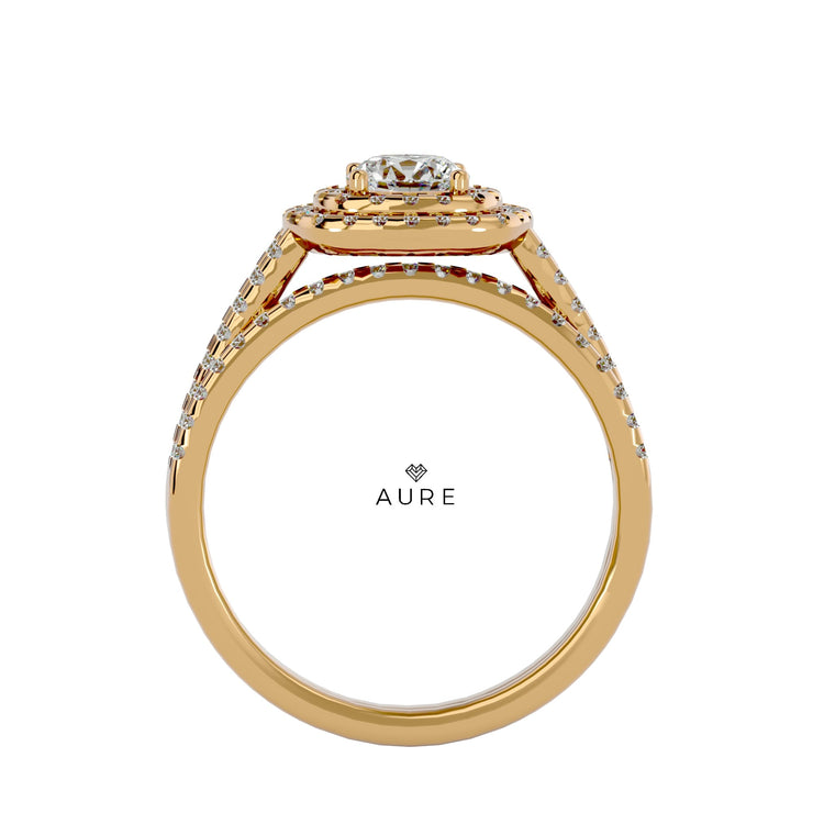 Bague Auréolée double Ensemble Imane de marque AURE en Diamant conçue et créée au Maroc