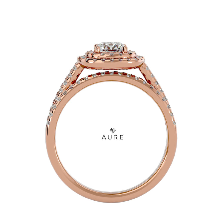 Bague Auréolée double Ensemble Imane de marque AURE en Diamant conçue et créée au Maroc