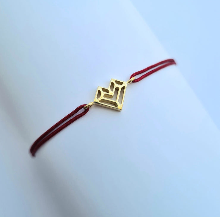 Bracelet Coeur AURE Or 18kt sur cordon (couleur au choix)