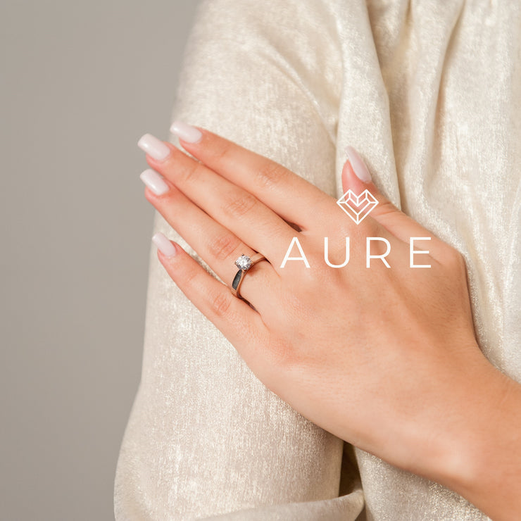 Bague Solitaire épuré Elsa de marque AURE en Diamant conçue et créée au Maroc