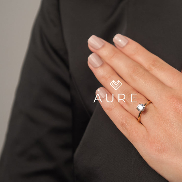 Bague Solitaire épuré Léa de marque AURE en Diamant conçue et créée au Maroc