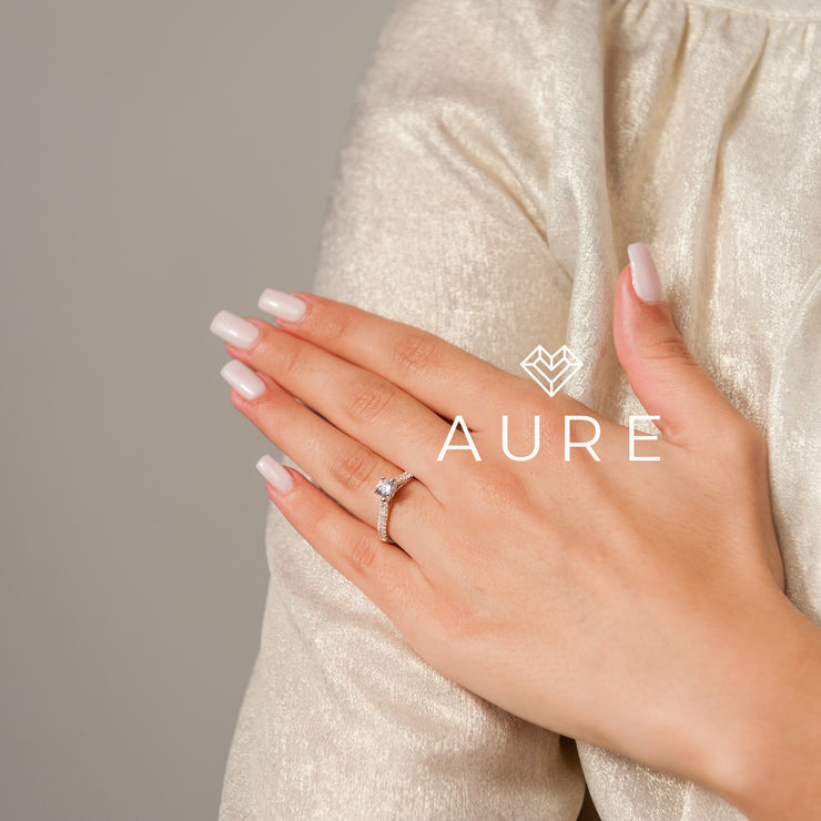 Bague Solitaire Noor de marque AURE en Zirconium conçue et créée au Maroc