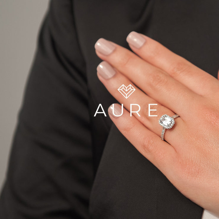 Bague Auréolée centre fantaisie Sarah de marque AURE en Zirconium conçue et créée au Maroc